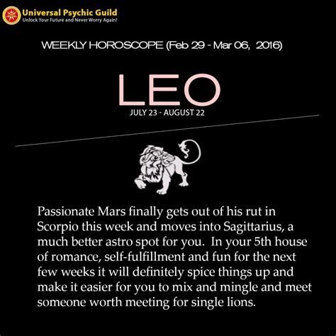 #Leo #WeeklyHoroscopes: Passionate Mars finally gets out of his rut in ...