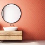 Modern Contemporary Bathroom Wood Lattice Wall Render Wooden Floor White Stock Photo by ©onzon ...