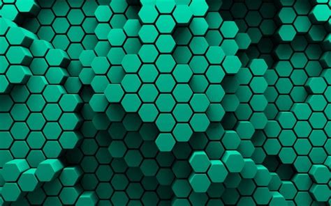 Download wallpapers turquoise hexagons, 4k, 3D art, creative, honeycomb, hexagons patterns ...