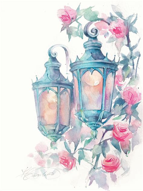 The Lantern with magnolia ORIGINAL WATERCOLOR PAINTING in 2020 (With images) | Watercolor ...