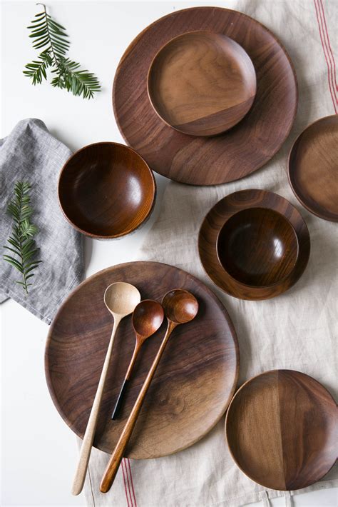 wooden dinner sets | Wooden tableware, Wood kitchen tool, Wood dishes