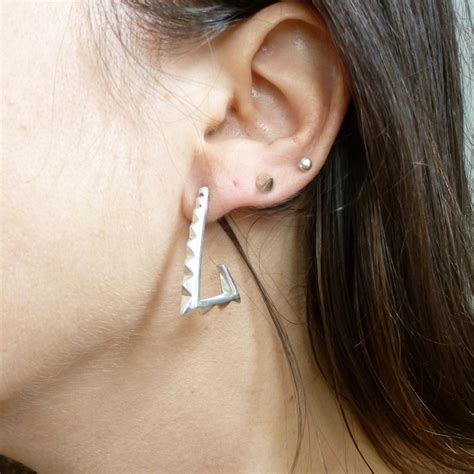 Pyramid Hoop Earrings in Sterling Silver // Big Bold 80s style