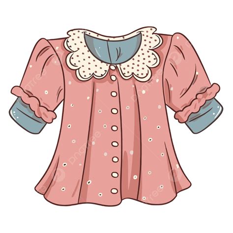 Blouse Clipart An Illustration Of A Child S Pink Dress With Polka Dotted Collar Cartoon Vector ...