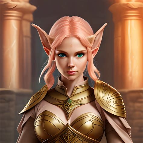 elf, female, ranger, priestess, hair rose short, skin color peac... - Arthub.ai