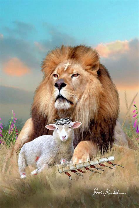 Jesus - The Lion and the Lamb Painting by Dale Kunkel Art - Fine Art ...