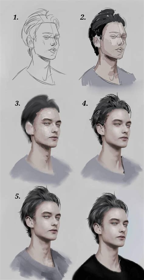 Male face tutorial | Digital painting portrait, Digital painting ...