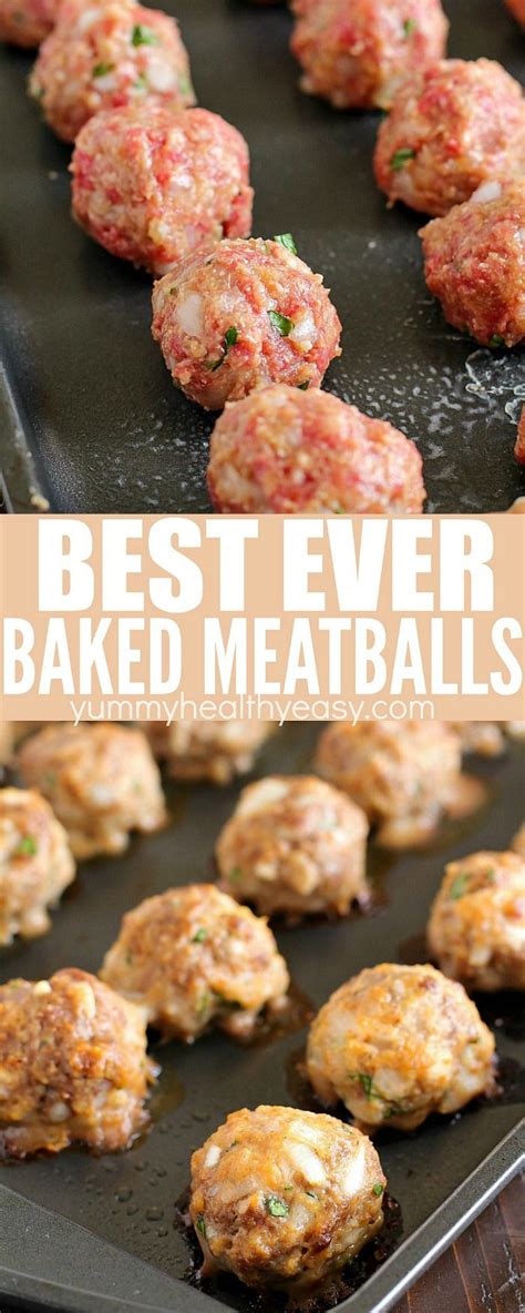 Best Ever (Easy) Baked Meatballs - Yummy Healthy Easy | Meatball recipes easy, Recipes, Food