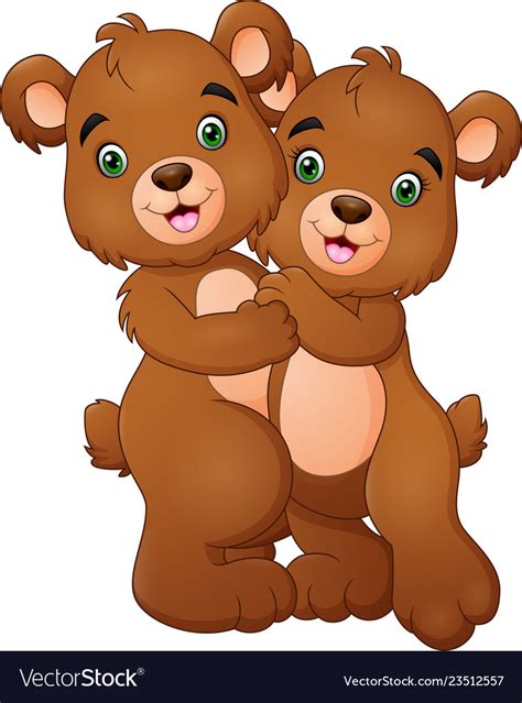 Cartoon bear couple hugging Royalty Free Vector Image