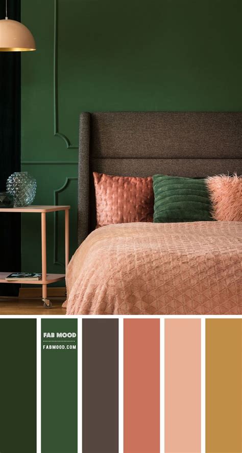 Emerald Green and Peach Bedroom Colour Scheme