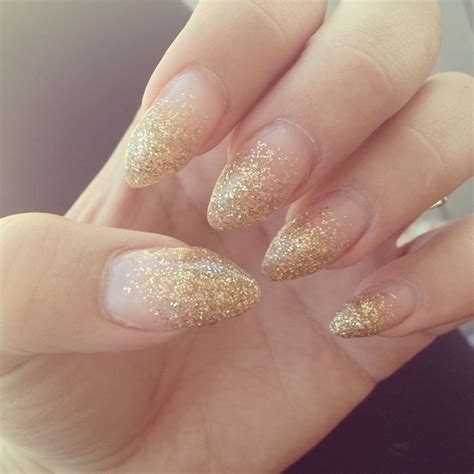 Gold tipped ombré stilleto nails French Nails Glitter, Gold Nails, Glitter Nails, Gold Glitter ...