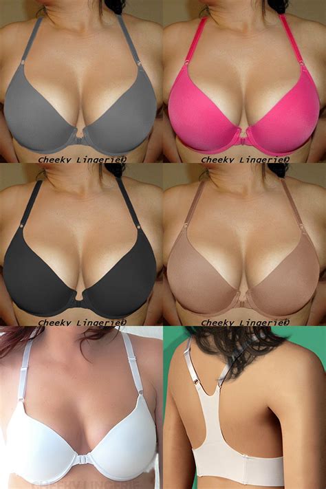 32B 32C 32D PERFECT Fit Semaless RACERBACK Front CLOSE Push Up PLUNGE BRA - Bras & Bra Sets