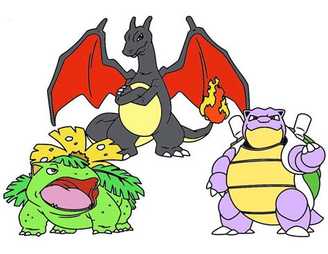 Shiny kanto starters by IvanDragonTamer on DeviantArt