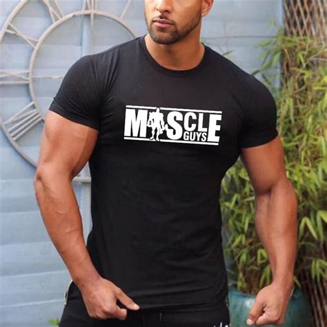 Muscleguys Fashion men's t shirt fitness leisure short sleeve tops bodybuilding T Shirts Punk ...