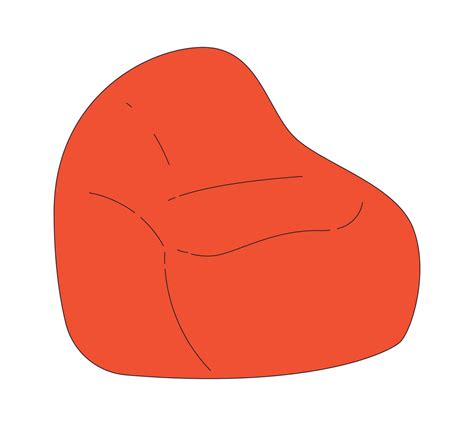 Beanbag chair flat flat line color isolated vector object. Soft seat for chilling. Editable clip ...