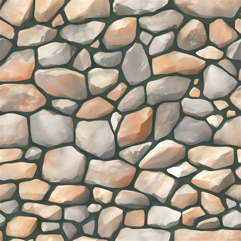 Cobble Stone Texture Seamless Pattern Detailed Hand Drawn Painting ...