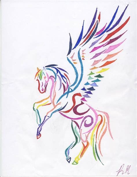 Rainbow Tribal Pegasus by DarkFriesianNight | Pegasus tattoo, Unicorn ...