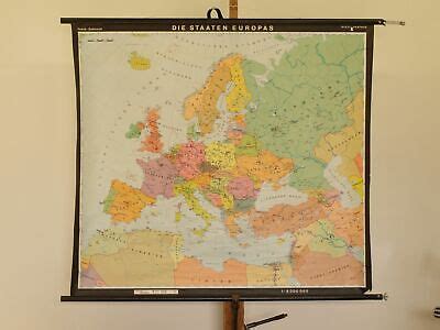 EUROPE COUNTRIES POLITICAL 1993 Small Schulwandkarte Wall Map $153.42 - PicClick