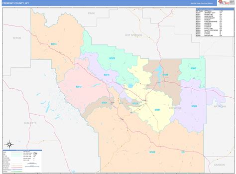 Fremont County, WY Wall Map Color Cast Style by MarketMAPS - MapSales