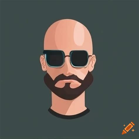 Minimalist depiction of a bald man with a beard and sunglasses on Craiyon