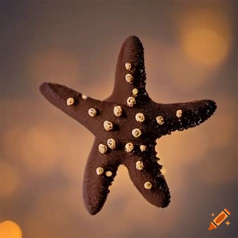 Close-up of a chocolate starfish under divine light