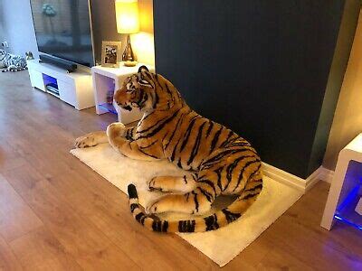 LARGE TIGER LIFE size Giant Lying Soft Toy Plush 245 cm Realistic ...