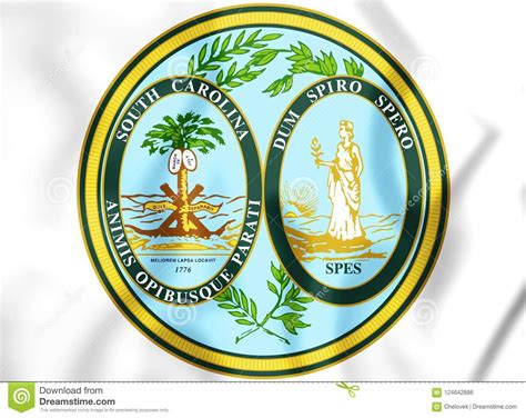 3D State Seal of South Carolina, USA. Stock Illustration - Illustration of close, horizontal ...