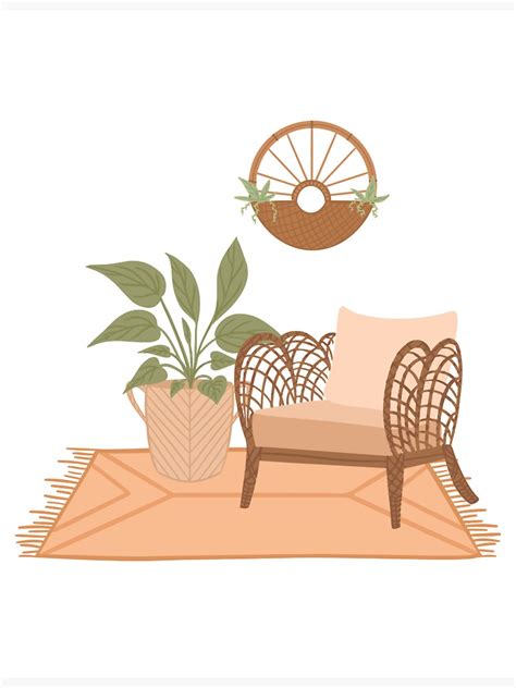 "Boho Living Room with Plants" Sticker for Sale by keshetdesigns | Redbubble