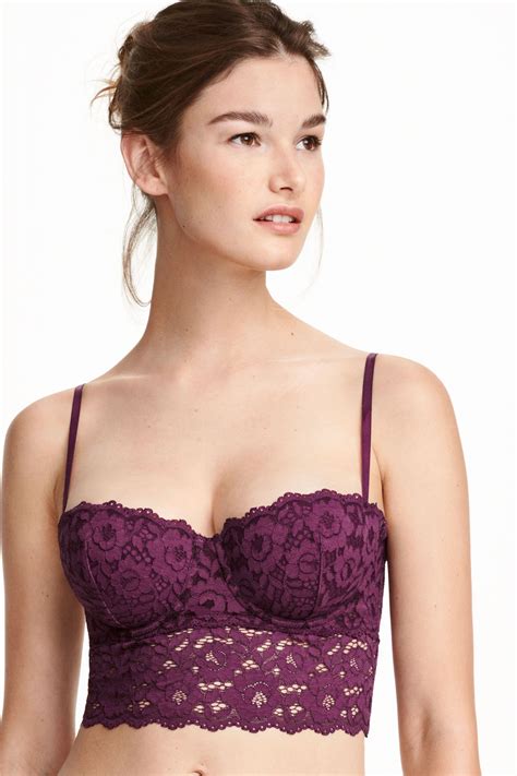 Lace bralette: Lace bralette with underwired, moulded, padded cups that lift and shape, narrow ...
