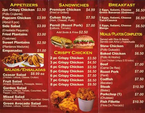 Menu at Crispy Chicken Restaurant, Elmont