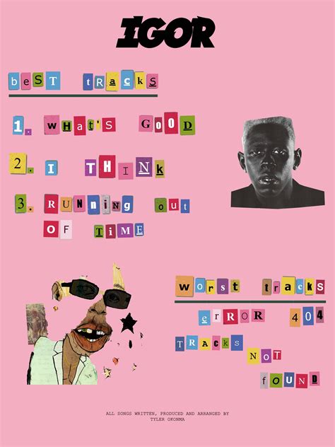 IGOR poster I made consisting of my favorite and least favorite tracks on the project! I'd ...