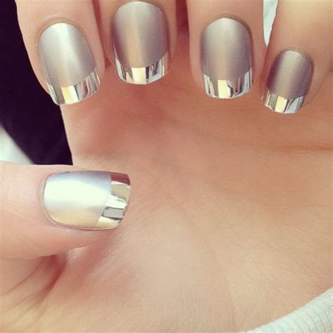 MIRROR/METALLIC NAIL POLISH...it's essies no place like chrome with matte top coat over part of ...