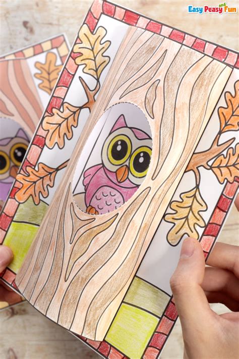 Owl 3D Coloring Page Craft Template - Easy Peasy and Fun