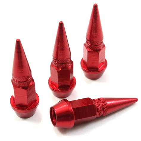 4 pcs Red Spike Wheel/Tire Valve Stem Car Truck Air Valve Caps Covers security Tires Stem Caps ...