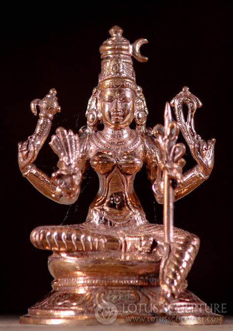 Devi Rajarajeshwari Murti Small Polished Bronze Holding Sugar Cane Statue 3.5" (#148b9): Lotus ...