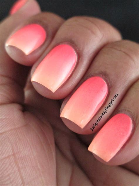 Fairly Charming: Neon Makes Me Happy! | Faded nails, Coral ombre nails, Coral nails