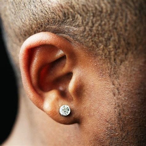 Mens Diamond Earrings Black Stud Earrings for Guys Post Stud - Etsy | Mens diamond earrings ...