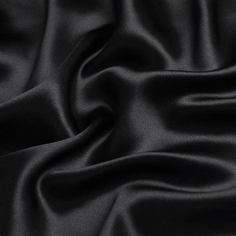 Solid Black 100% Pure Silk Charmeuse Fabric for Sewing