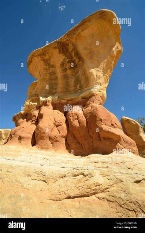 Mushroom Hoodoo at the Devil's Garden, eroded hoodoos and Entrada Sandstone rock formations ...