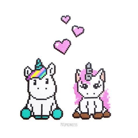 Unicorn pixel art magnets Perler Hama beads unicorn home decor 8bit Kawaii Unicorn gift | Pixel ...