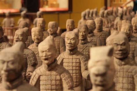 side view, terracotta warriors, exhibition, soldier, clay figure, china ...
