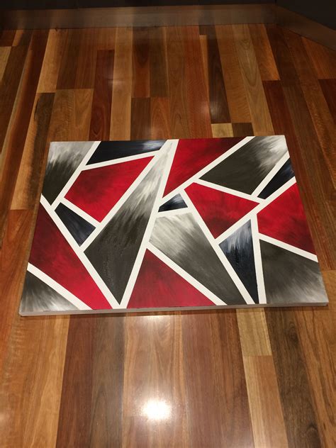 Canvas Abstract Shapes Red Black Grey