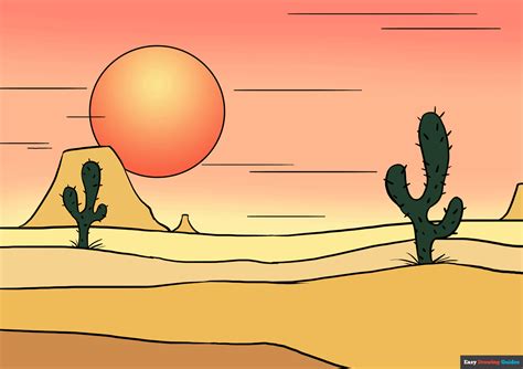 How to Draw a Desert - Really Easy Drawing Tutorial