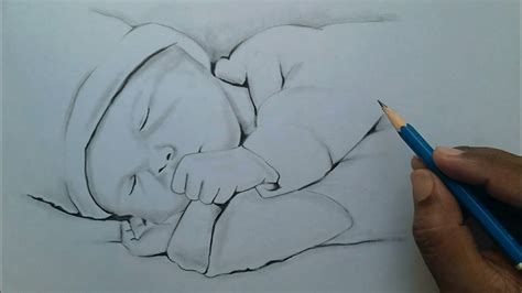 How to Draw Cute Baby Drawing Easy for Beginners / Sleeping Baby Sketch ...