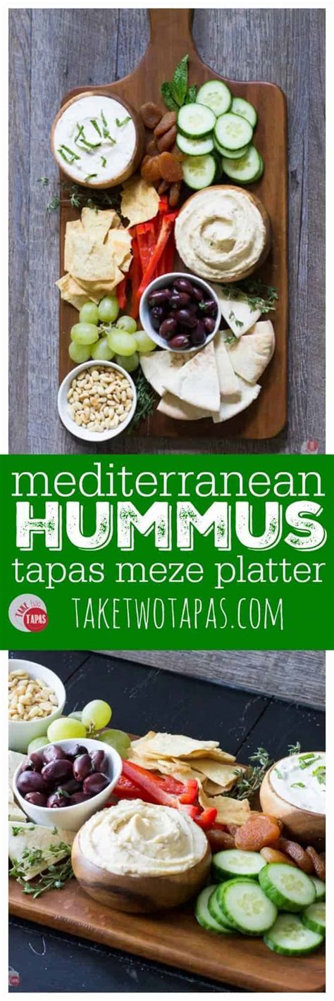 Hummus Meze Mediterranean Tapas Platter for Light Entertaining