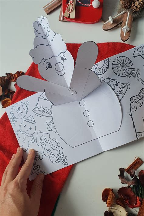 Christmas DIY Coloring Pop-up Book Kit Printable 3d Paper - Etsy