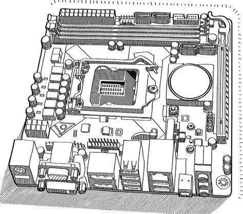 Motherboard Drawing at PaintingValley.com | Explore collection of Motherboard Drawing