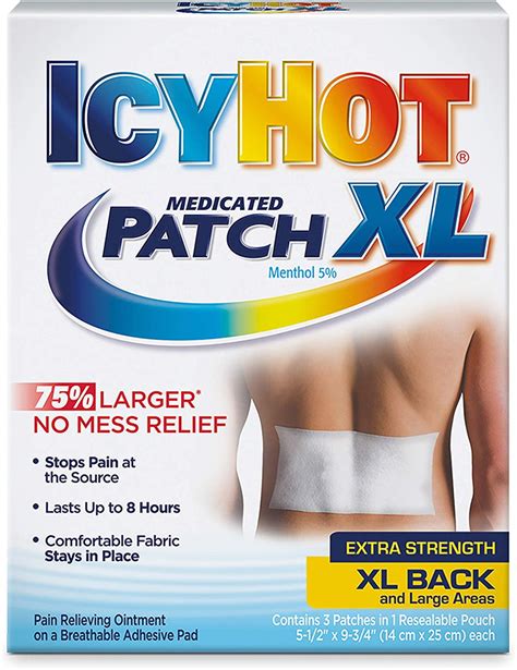 Icy Hot Medicated Patch, Extra Strength, XL Back & Large Areas Patches ...