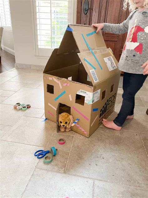 Cardboard Stuffed Animal House for Kids - Toddler Approved