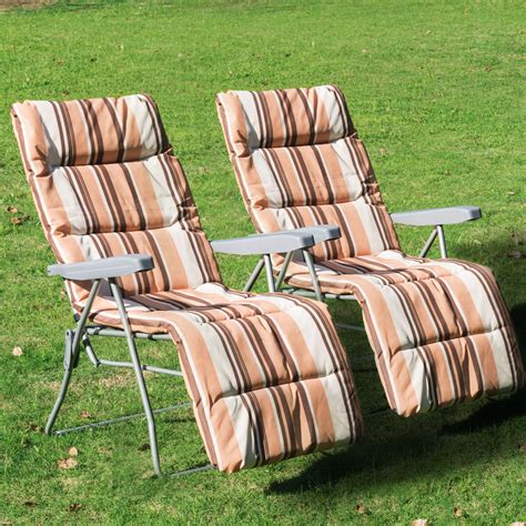 2 Adjustable Sun Lounger Reclining Garden Deck Chair Recliner Relaxer w ...