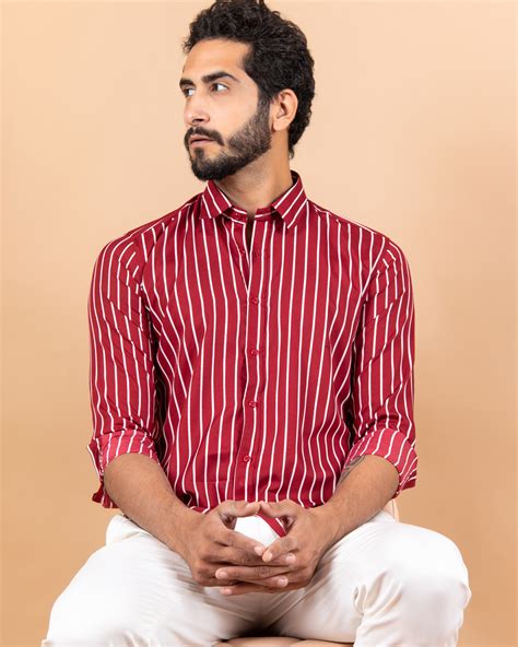 Buy Men's Red Striped Shirt Online at Bewakoof